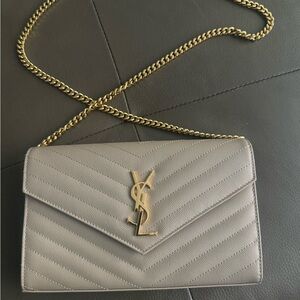 Yves Saint Laurent Tan Quilted Chain Bag